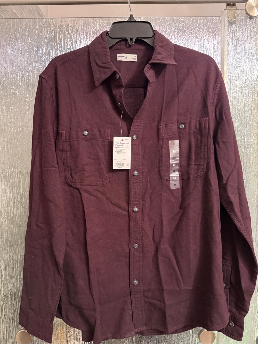 Sonoma Men's Burgundy Button-Down Workshirt